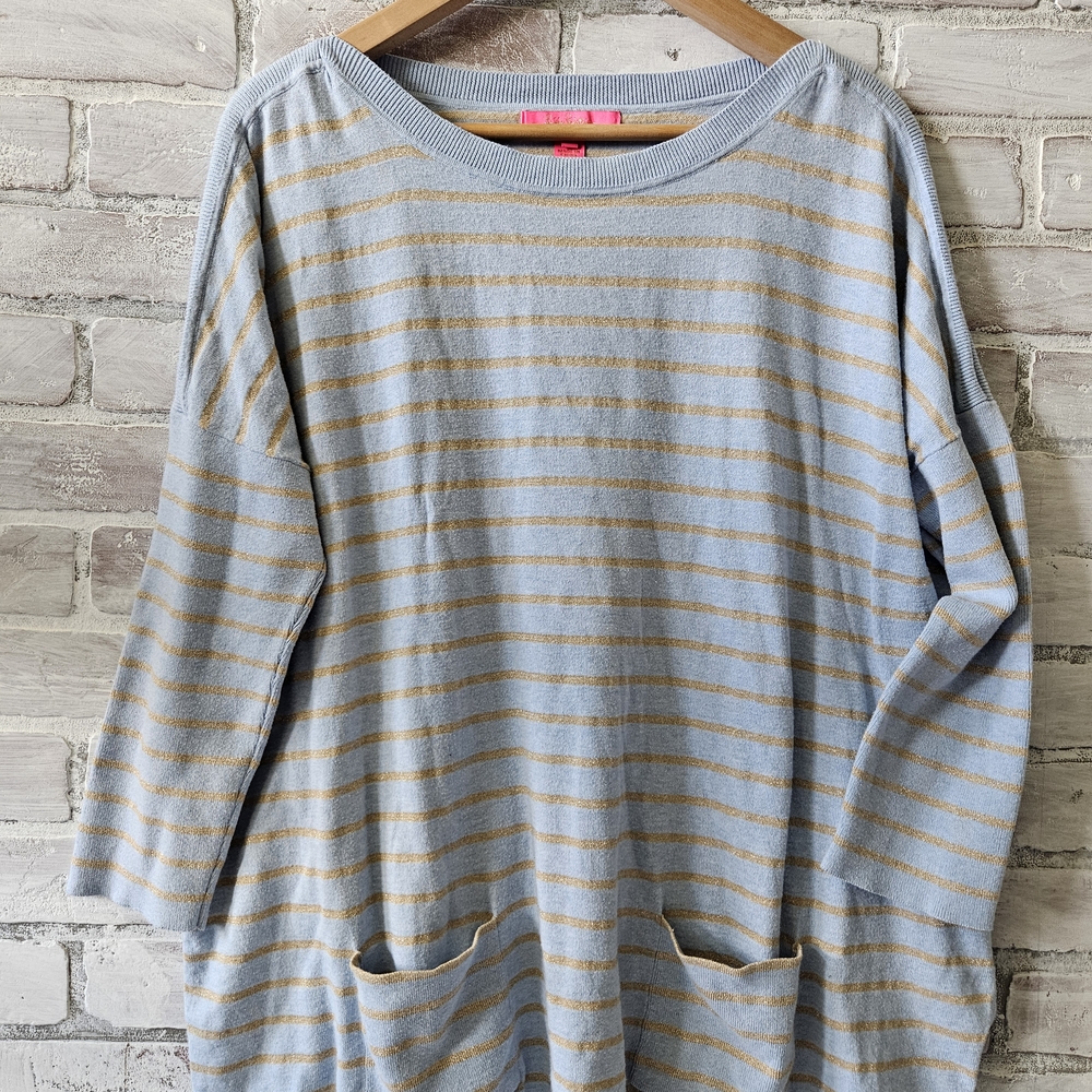 Lilly Pulitzer Lightweight Blue & Gold Sweater - Picture 2 of 6